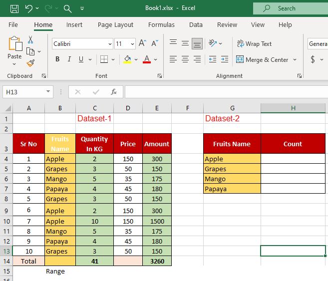 Countif in excel