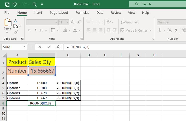 Round in excel