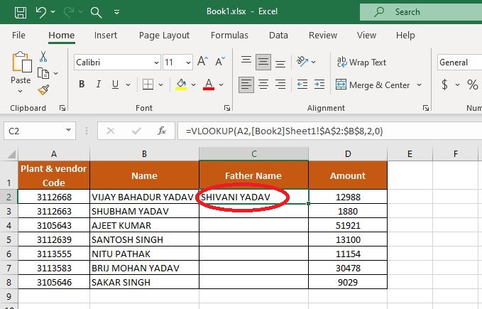 vlookup in excel